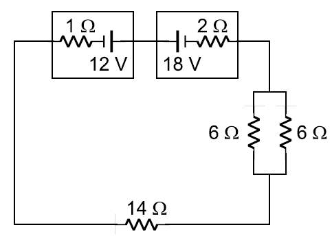 circuito é de: A diferença de potencial, em volts, nos terminais do resistor de 2,0 W e a potência nele