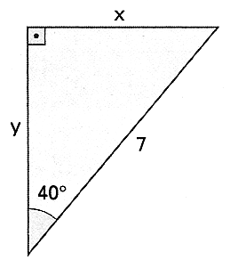 (use: sen 65º = 0,91; cos 65º = 0,42 e tg 65º =