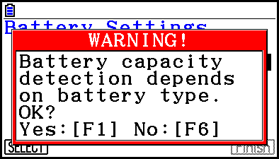 A tela de definições da bateria é exibida. 11.
