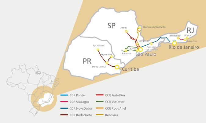 Desde 2009, a CCR passou a assinar seu nome junto com os das concessionárias e de todas as unidades de negócio, com o intuito de reforçar para os usuários a lembrança de uma marca que presta bons