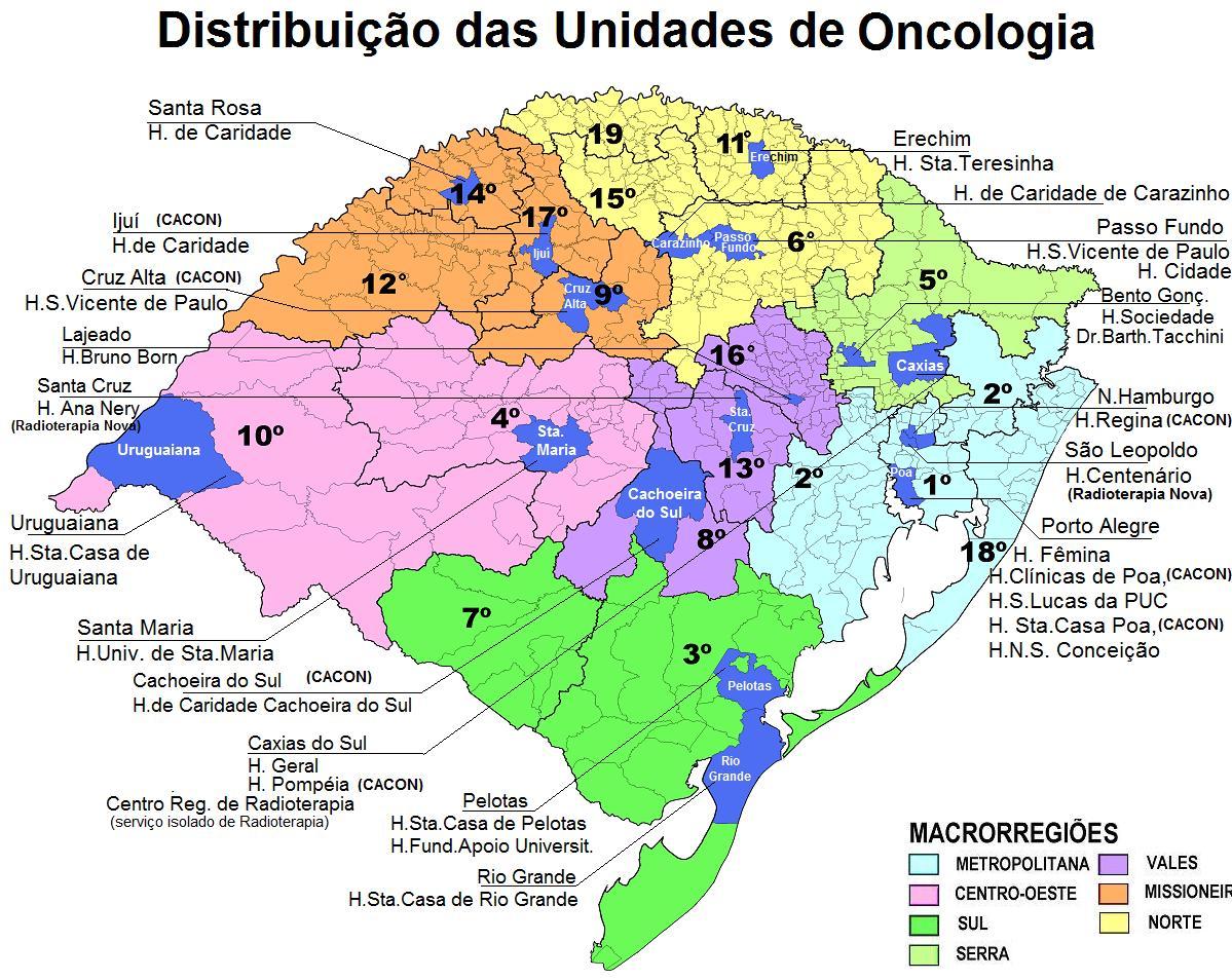 115 ANEXO E DISTRIBUIÇÃO DAS UNIDADES DE ONCOLOGIA NO ESTADO DO RIO GRANDE DO