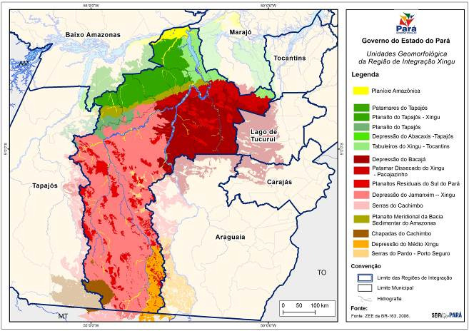 Figura 3. unidades geomorfológicas da região do Xingu Fonte: ZEE do Oeste do Pará, 2006. 4.1.