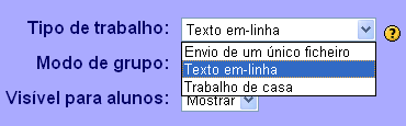 Exemplo de um trabalho de casa: Siga todos os passos anteriores e seleccione Trabalho de casa em Tipo de trabalho Figura 75 Página Trabalho de casa C.