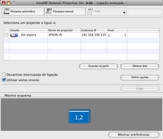 1 3 F Clique no botão "OK". O ecrã Propriedades de visualização fecha-se. Até este momento, foi fixado o esquema do visor virtual. Em seguida, atribua as imagens a projectar. s p.