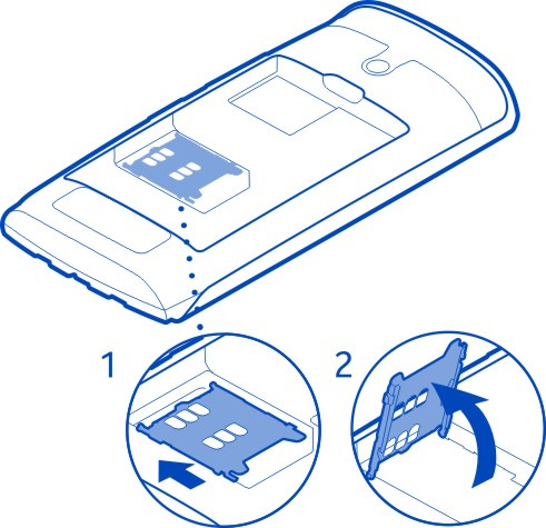 10 Introdução 5 Insira o cartão SIM no suporte. Certifique-se de que a superfície de contacto do cartão está voltada para baixo quando baixar o suporte do cartão SIM. 6 Baixe o suporte do cartão SIM.