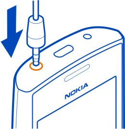 Se ligar um dispositivo externo ou auricular diferentes dos aprovados pela Nokia para utilização com este dispositivo, ao conector AV Nokia, preste especial atenção aos níveis do volume.