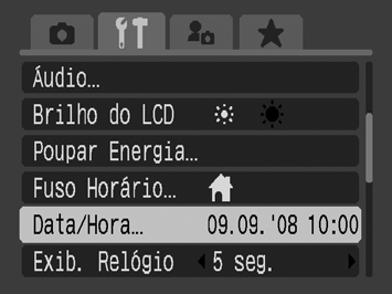 Preparativos 15 Para Alterar uma Data/Hora Anteriormente Definida Siga os procedimentos abaixo indicados para visualizar o menu de definições Data/Hora e, em seguida, efectue os Passos 2 e 3