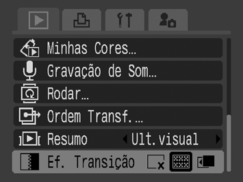 172 Reprodução com Efeitos de Transição Pode seleccionar o efeito de transição apresentado quando alterna entre imagens. Sem efeito de transição.