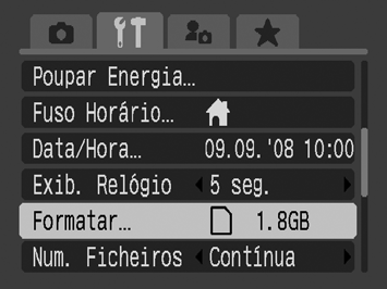 16 Preparativos Guia de Iniciação Formatar Cartões de Memória Deve formatar sempre os cartões de memória novos ou aqueles de que pretenda apagar todas as imagens e outros dados.