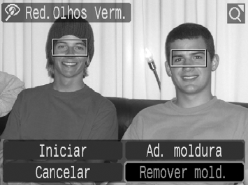 182 Remover Molduras de Correcção 1 Seleccione [Remover mold.]. 1. Utilize o botão,, ou para seleccionar [Remover mold.]. 2. Carregue no botão. 2 Seleccione a moldura que pretende remover. 1. Utilize o botão ou para seleccionar uma moldura a remover.