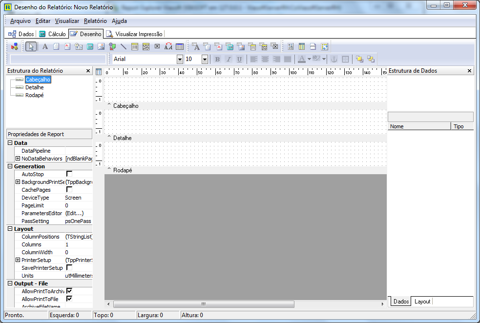 57 A Figura 42 apresenta a tela principal enfatizando a forma de criação de um relatório utilizando o ReportBuilder.