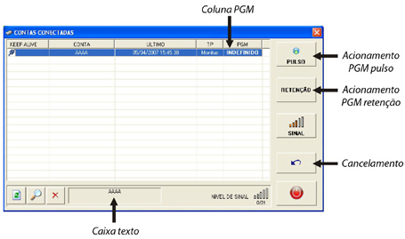 Se for configurada com retenção, o acionamento deverá ser realizado clicando no botão [RETENÇÃO].