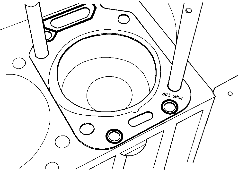 SÉRIE 10 Cabeçotes Instalar os pinos-guia de montagem dos cabeçotes MWM n o 9.407.0.690.030.4 no lugar de dois parafusos diametralmente opostos. Instalar a junta do cabeçote com a marca TOP para cima.