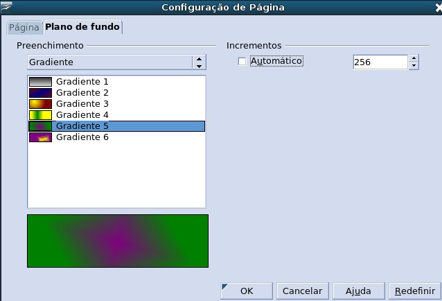 Passo 4 Você poderá inserir o plano de fundo, usando o caminho Formatar > Página > aba Plano de