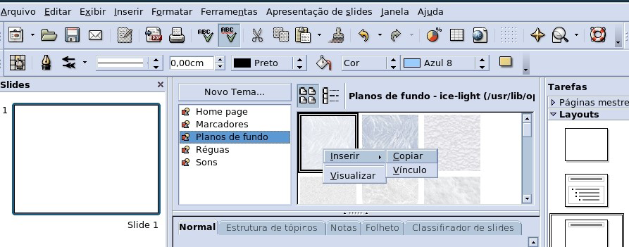 COMO CRIAR UMA APRESENTAÇÃO NO IMPRESS Passo 11 Você poderá inserir uma figura de