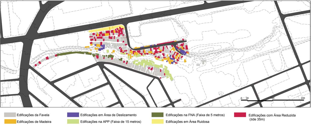 CRITÉRIOS PARA NOVAS EDIFICAÇÕES Para realizar a reconstituição do tecido urbano através da habitação pensamos em duas tipologias: uma de casas tripostas e outra de edificíos com cinco pavimentos.