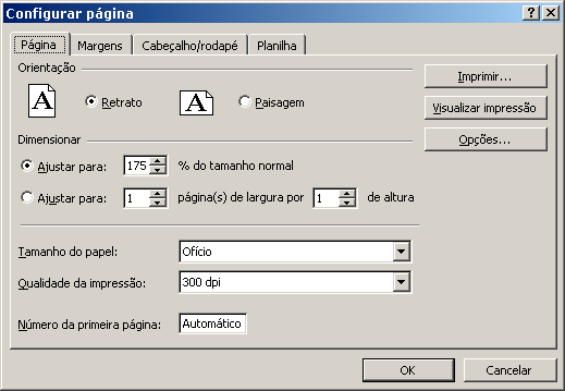 na tela de configuração da página). DICA: O cabeçalho e rodapé do Excel NÃO permitem alteração de cor da fonte, sempre serão impressos em preto.