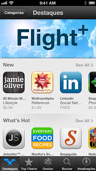App Store 23 Visão geral Use a App Store para procurar, comprar e transferir aplicativos para o iphone. Visualize uma categoria. Botões de navegação Visualize atualizações e compras anteriores.