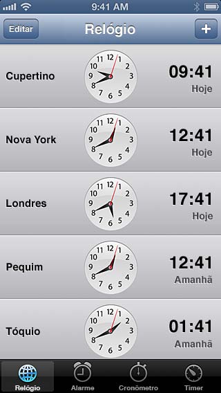Relógio 19 Você pode adicionar relógios para mostrar a hora em outras cidades grandes e fusos horários do mundo inteiro. Apagar relógios ou alterar a ordem. Adicionar um relógio.