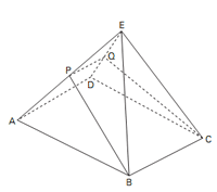 Se M é o ponto médio da aresta AB e V é o ponto médio da aresta EC, então o volume da pirâmide de base AMCD e vértice V é: a) Calcule a área do triângulo ABC.