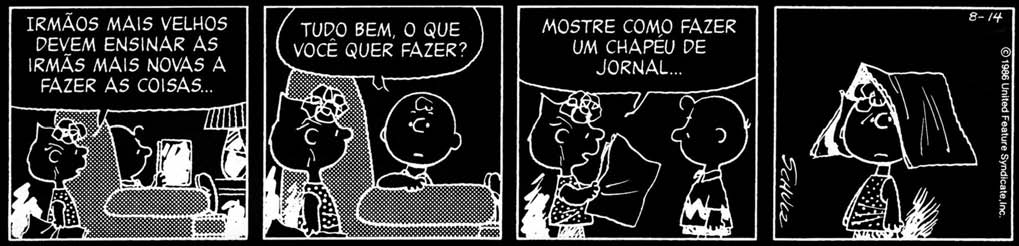 3. Agora escreva o diminutivo destas palavras extraídas do poema: mãe rio lugar casa irmão margens árvore ATIVIDADE 2 Leia a tirinha: Charles M. Schulz/Uclick (Charles M. Schulz. Snoopy Posso fazer uma pergunta, professora?