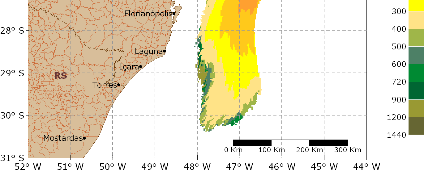 41/69 Figura -26 - Mapa de Tempo Mínimo de Chegada de óleo, para um vazamento de 30 dias, no cenário de inverno.