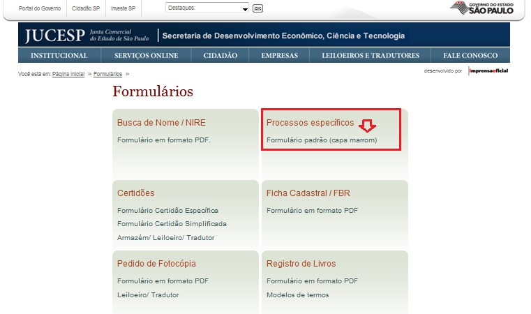 2º - Após acessar o link acima, o usuário será direcionado para a próxima tela, onde deverá clicar em Formulário padrão (capa marrom) 3º - Ao clicar em Formulário padrão (capa marrom) aparecerá o