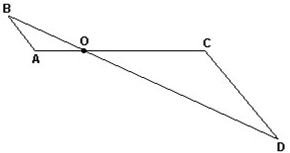 1. Na figura a seguir, os segmentos AB e CD são paralelos, o ângulo OAB mede 10, AO = e AB =. Sabendo-se ainda que a área do triângulo OCD vale 600, a) calcule a área do triângulo OAB.