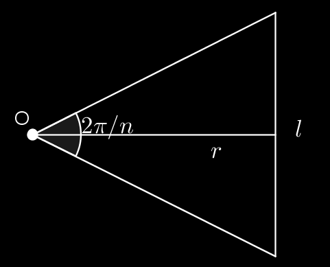 Sendo assim, no triângulo da esquerda n tem-se, Mas, sin( π n ) = l R = l R = l = Rsin(π ).