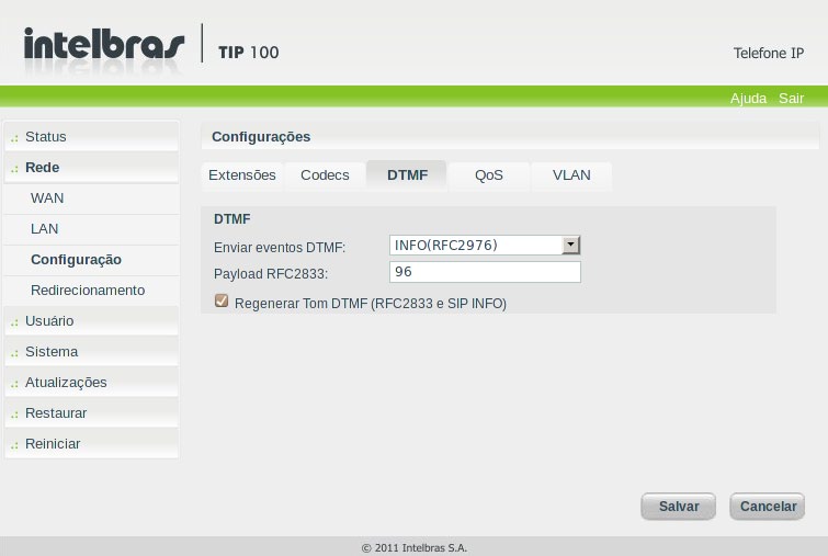 Buffers de jitter fixo: este parâmetro é aplicável a todos os codecs ativos do TIP 100 e realiza um atraso fixo. Solução conservadora para redes com muito atraso (latência).