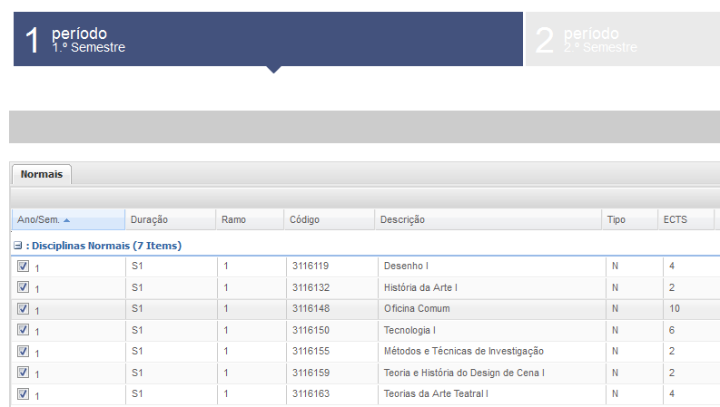 seguida do 2º semestre).