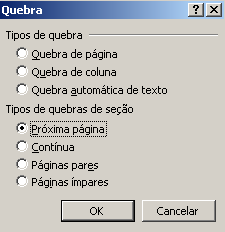 logo após o fim do SUMÁRIO dê um enter ; na barra de menu escolha a opção Inserir e Quebra.