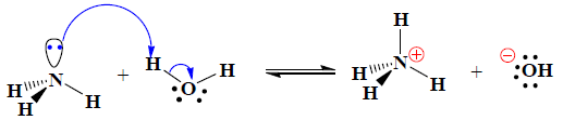 Equação Equação Na equação, houve a traserêcia de elétros da molécula de água (base de Lewis) para molécula de ácido acético (ácido de Lewis).