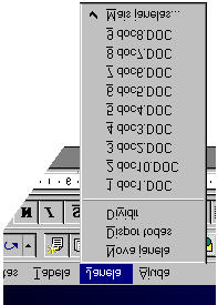 No menu Janela (Window) pode activar outro documento, bastando, para tal, pressionar o botão esquerdo do rato sobre ele.