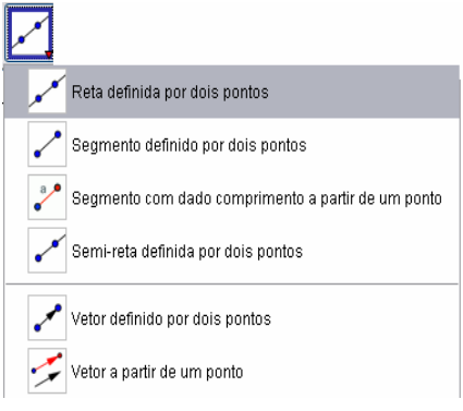 Reta denida por dois pontos: Permite que se crie uma reta a partir de dois pontos.