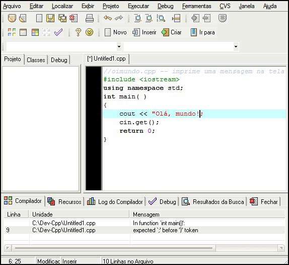 Figura 2.3 Interface do DevC++ Os menus principais do programa são muito parecidos com os programas windows padrão.