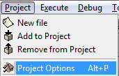 Figura 14 Project Options Aparecera um dialogo com muitas barras, nos estamos na principal onde podemos definir o nome do projeto e seu tipo (Windows, consola, DLL,etc.