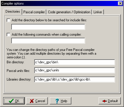 Opções de Compilação - Diretórios O compilador pode buscar os arquivos incluídos nos programas em vários diretórios Pode-se
