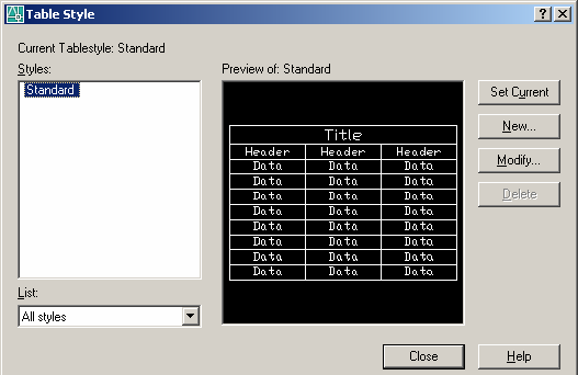 CAPÍTULO XI 1. Formatando Tables As tables (tabelas) são entidades de produtividade que surgiram a partir da versão 2005 do AutoCAD.