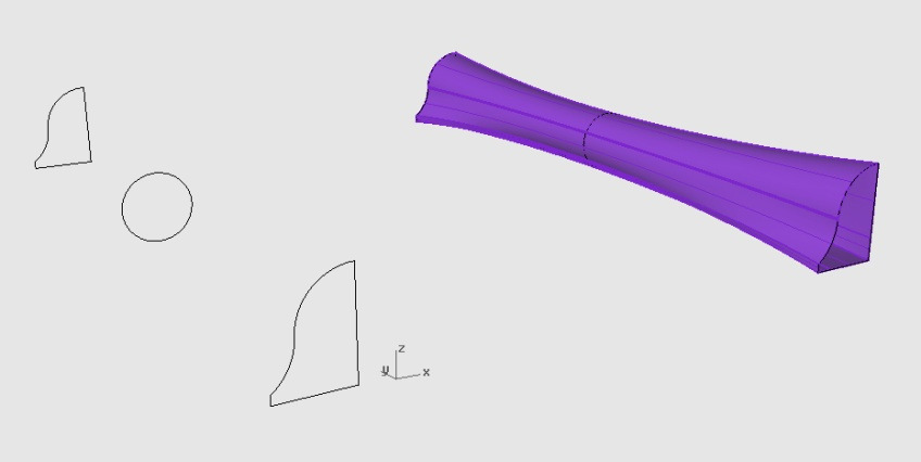 Figura 7: Objeto 3D criado por revolução. Migração (loft): Esta técnica de construção permite criar um objeto 3D através da migração de perfis distintos.