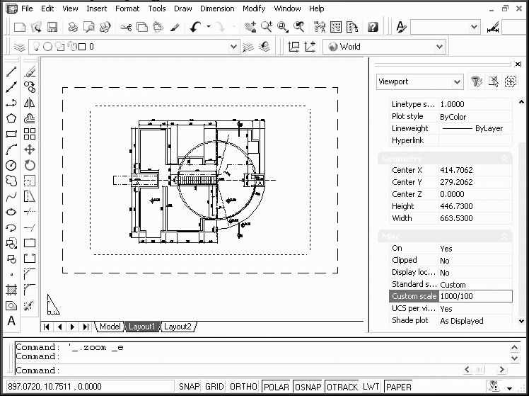 Em Plot area coloque em Layout ou use Window para selecionar uma área de impressao. Em Plot scale coloque 1 = 1.