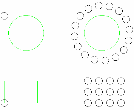 Array Faz múltiplas m cópias c dos objetos selecionados, em linhas e colunas (RECTANGULAR( RECTANGULAR) ) ou em formato circular (POLAR(