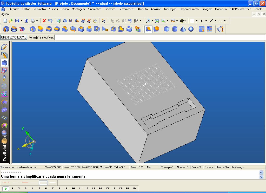 13 (a) (b) Figura 2.3 Tela programa TopSolid: a) projeto na plataforma CAD; peça já posicionada sobre a mesa da máquina CNC e ferramenta simulando a usinagem na plataforma CAM (TopSolid, 2008).