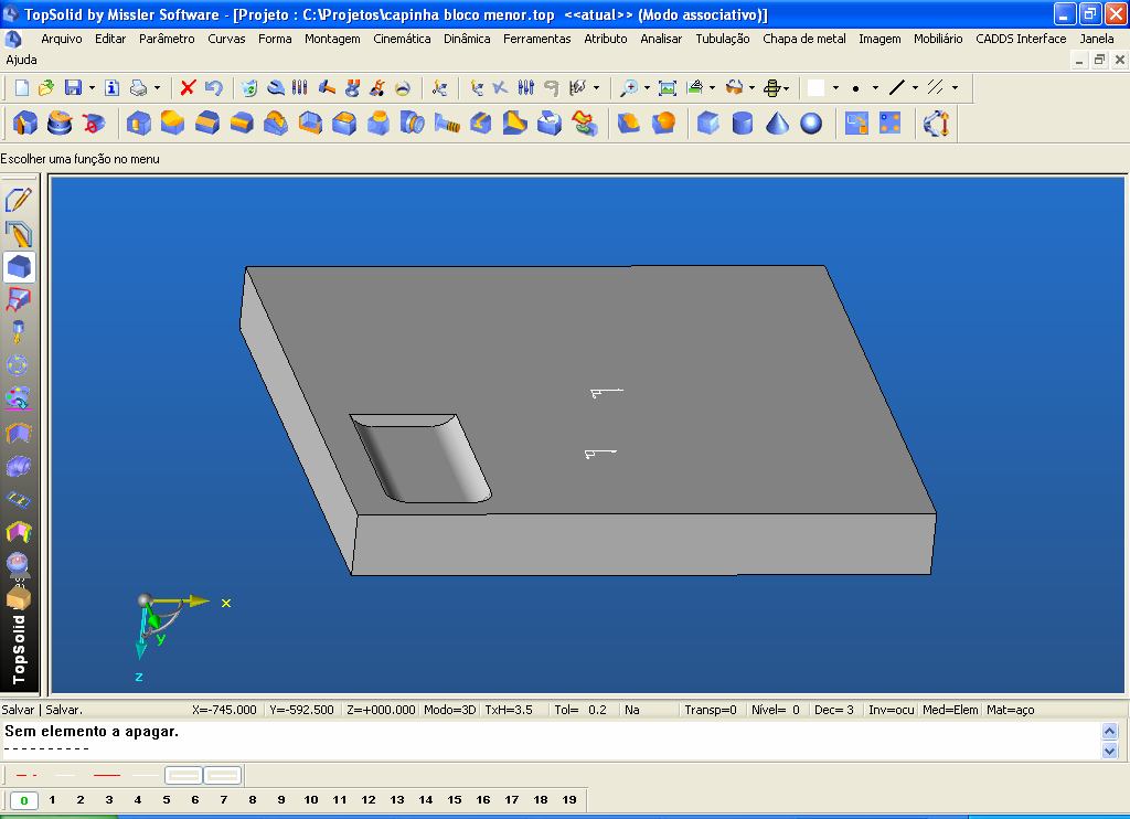 55 Em seguida, este modelo em 2D foi elaborado na plataforma CAD do programa TopSolid desenvolvido pela empresa Missler Software (Fig. 3.6). Figura 3.