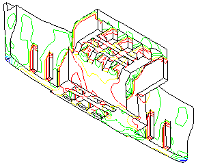 Figura 2 Modelos Geométrico (Superfícies) e Matemático Bidimensional (Elementos de Casca) A Figura 2 apresenta os modelos de CAD e CAE de uma caixa de elevadores de um edi ficio alto de concreto
