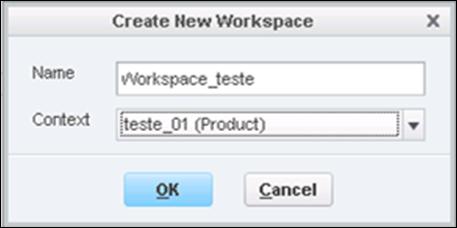 Digite um nome para o workspace e escolha, no campo Context, o