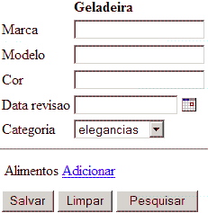 7 Fazer o arquivo PesquisarEntidade.jsp <%@ include file="/web-inf/common/header.jsp" %> <br/> <html:form action="/geladeira.do?