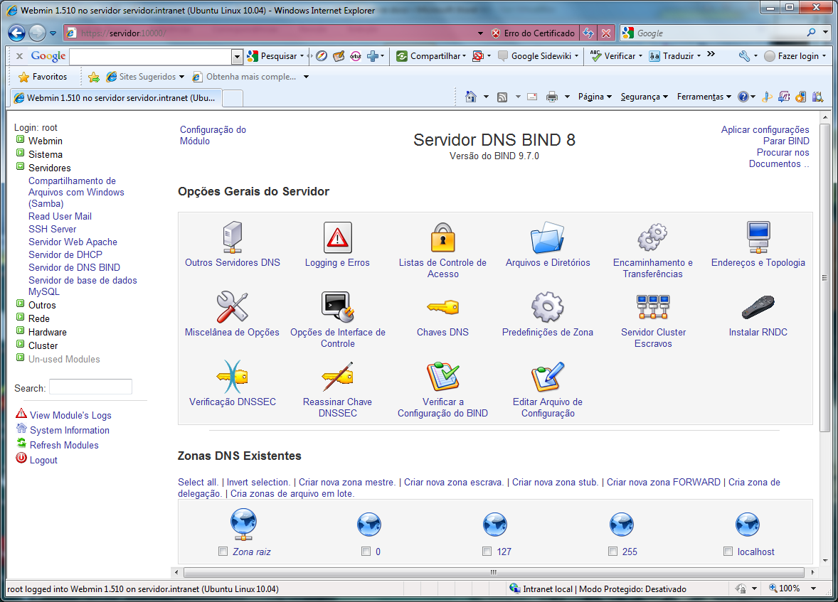 Definir o Servidor DNS e o Domínios para pesquisa.