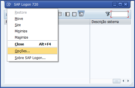 4.4 Definições obrigatórias das opções de SAP GUI SAP Logon Após a instalação do SAP GUI, ponto 4.