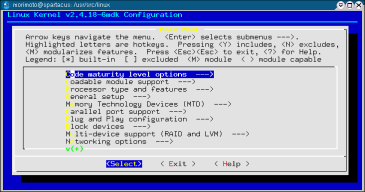 Uma terceira opção é utilizar o configurador incluído no KDE (a partir da versão 2.2) que oferece uma interface mais amigável que o xconfig, além de conter um help detalhado sobre cada opção.